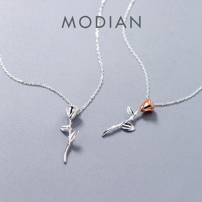 

Modian Romantic 925 Sterling Silver Rose Flower Pattern Short Chain Necklace for Women Rose Gold Color Charm Luxury Fine Jewelry