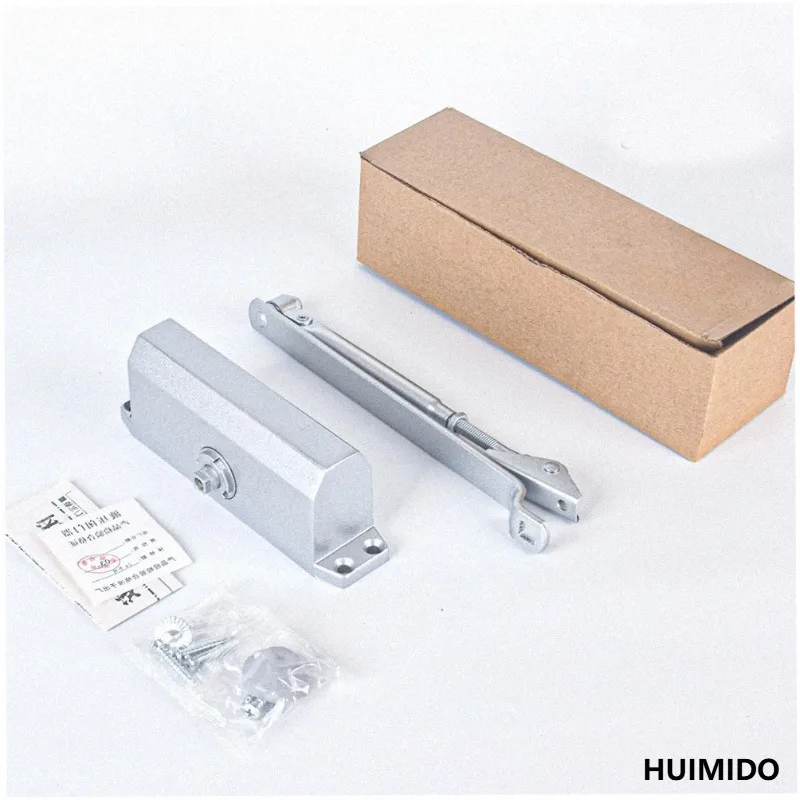 Square Silver Automatic Hydraulic Door Closer,45-65kg Load Capacity, Silent Soft Closure, Suitable for Doors 600-900mm Thickness