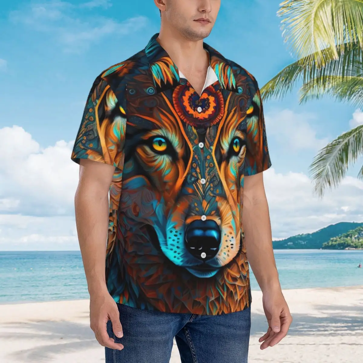 Mandala Style Casual Shirt Funny Animal Print Elegant Hawaii Shirts Male Short Sleeve Beach Streetwear Design Oversized Blouses