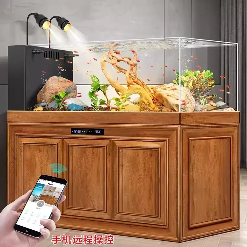 New New Wood Grain Stream Cylinder Household Fish Globe Super White Glass Small Aquarium Change Water ss 7486