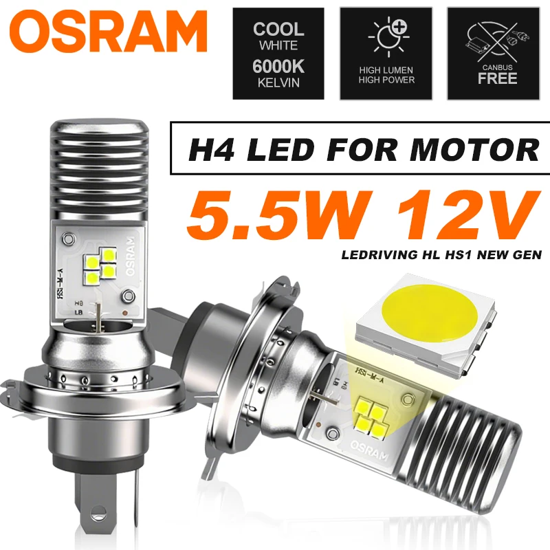 OSRAM Original HS1 LED Headlight Bulb For Motorcycle DC AC 12V Universal HS1 High/Low Car Lamps PX43T 7285CW 6000K White 1 Pc