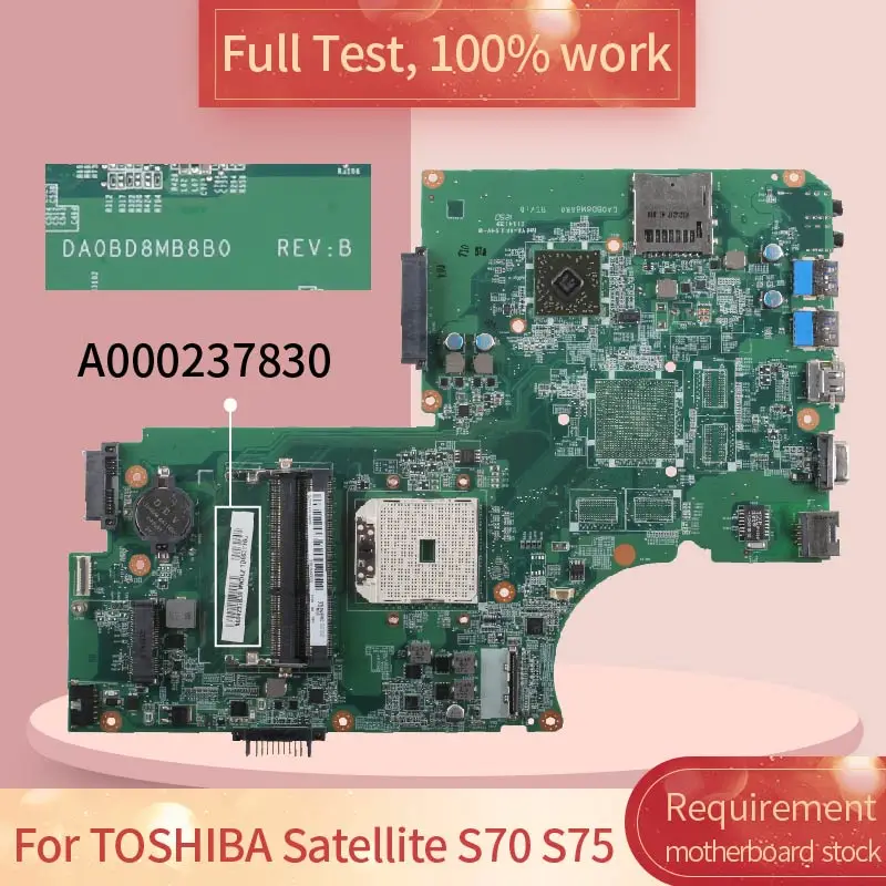 For TOSHIBA Satellite S70D S75 Notebook motherboard DA0BD8MB8D0 A000237830 DDR3 Laptop Motherboard