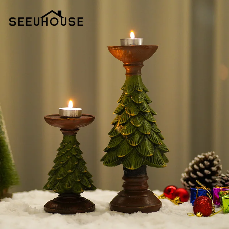

New Christmas Tree Candle Holder Home Restaurant Counter Desktop Christmas Atmosphere Christmas Decoration Candle Ornament