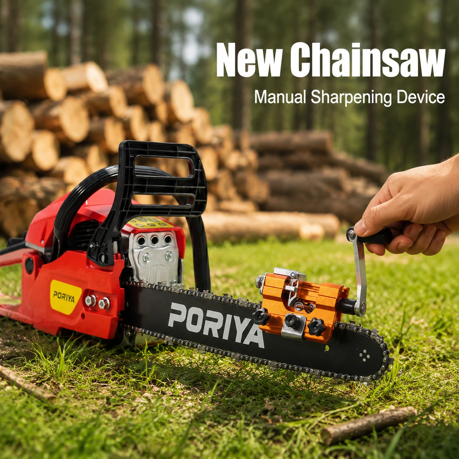 PORIYA Portable Chainsaw Sharpener Jigs With 5 Grinding Head Tool Chain Saw