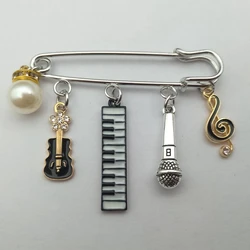 Musical Instruments Guitar Flute Violin Music Microphone Brooch Pendant Music Note Pin Jewelry Music Jewelry