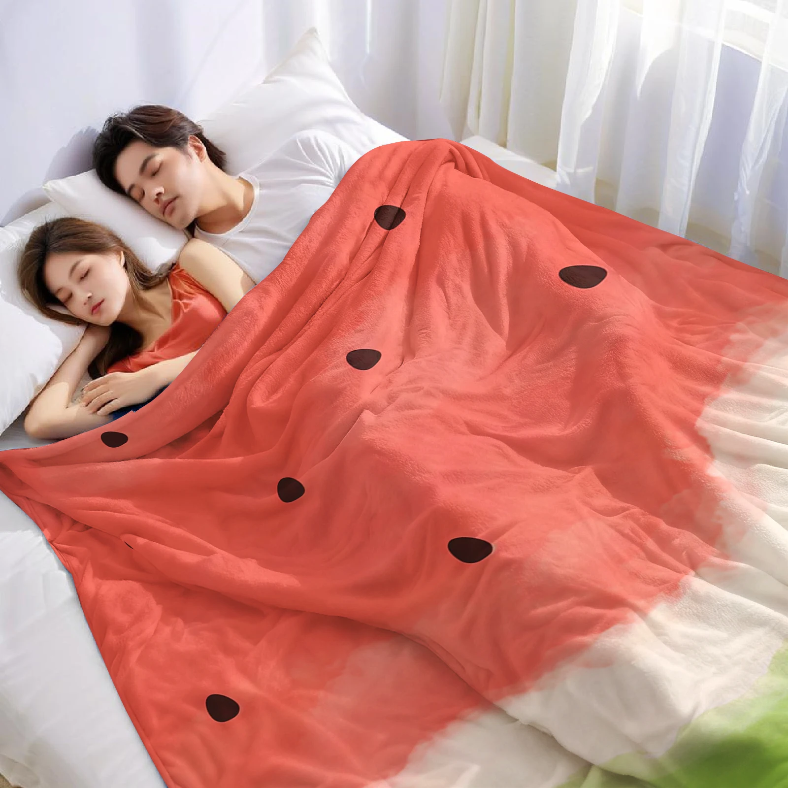 Watermelon Slices Lightweight Microfiber Soft Christmas Fleece Blanket Warm Cozy Throw for Bed Sofa Office Travel All Season
