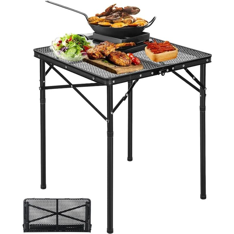 Picnic Table Folding Portable Camping Grill Table for Outside Inside Use, Height Adjustable & Lightweight Aluminum Prep Table