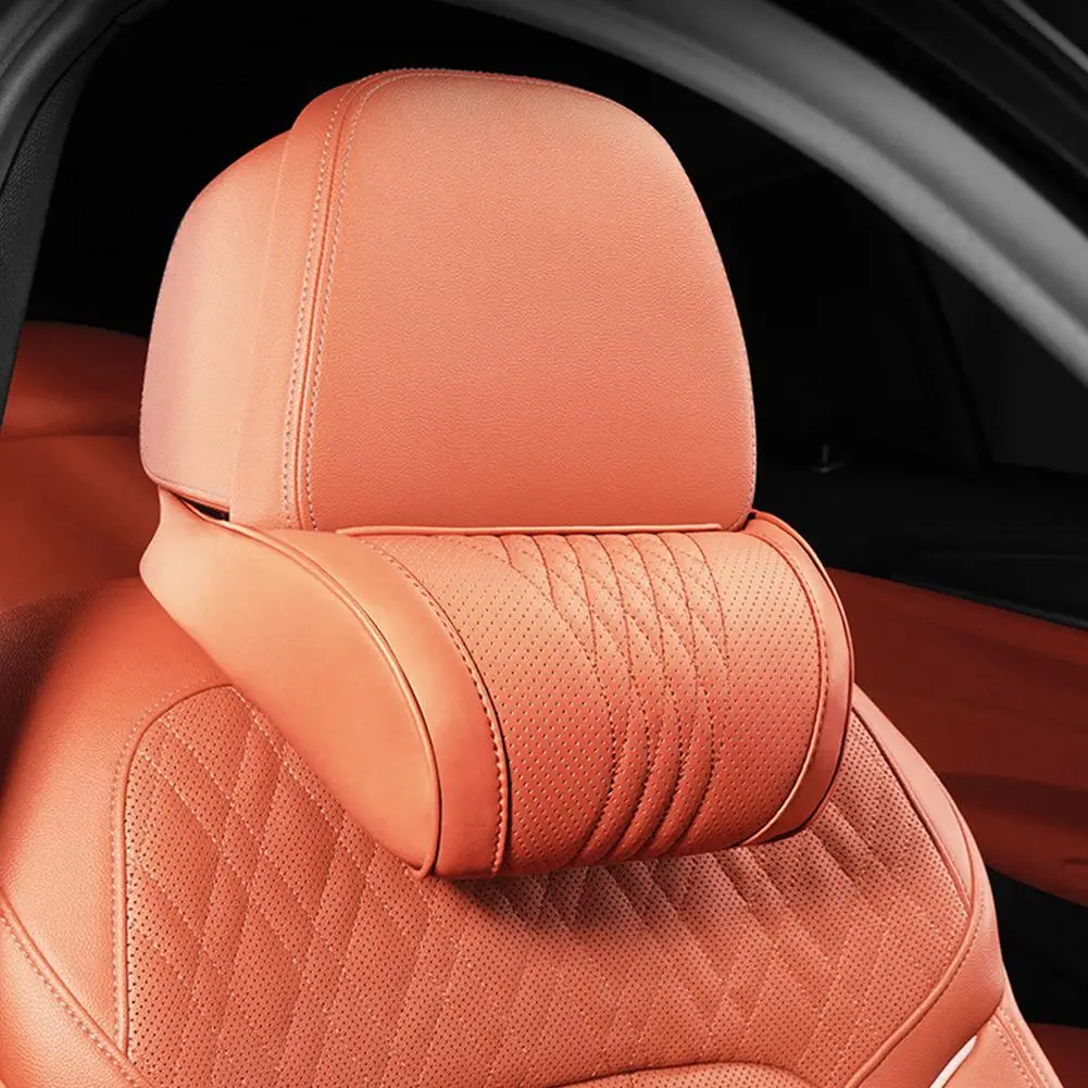 Luxuriöses Leder-Auto-Kopfstützenkissen, Nackenstützkissen aus Memory-Schaum, atmungsaktives Sitz-Kopfstützenkissen für Mercedes BMW – Detail 22