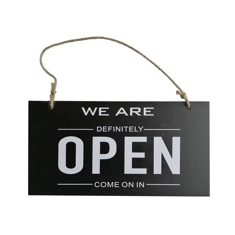 Double Sided Open Closed Door Sign Wall Vintage Road Guide Sign Rustic Door Hanger Wood for Restaurant Coffee
