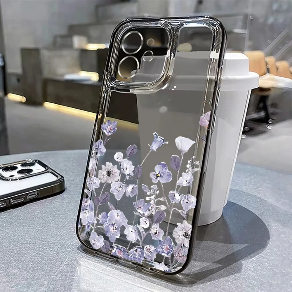 Прозрачный силиконовый мягкий чехол-накладка с цветочным узором для iPhone 17, 16, 18, 13, 11, 14, 12, 15 Pro Max, Air, 16e, 7 Plus, SE, противоударный