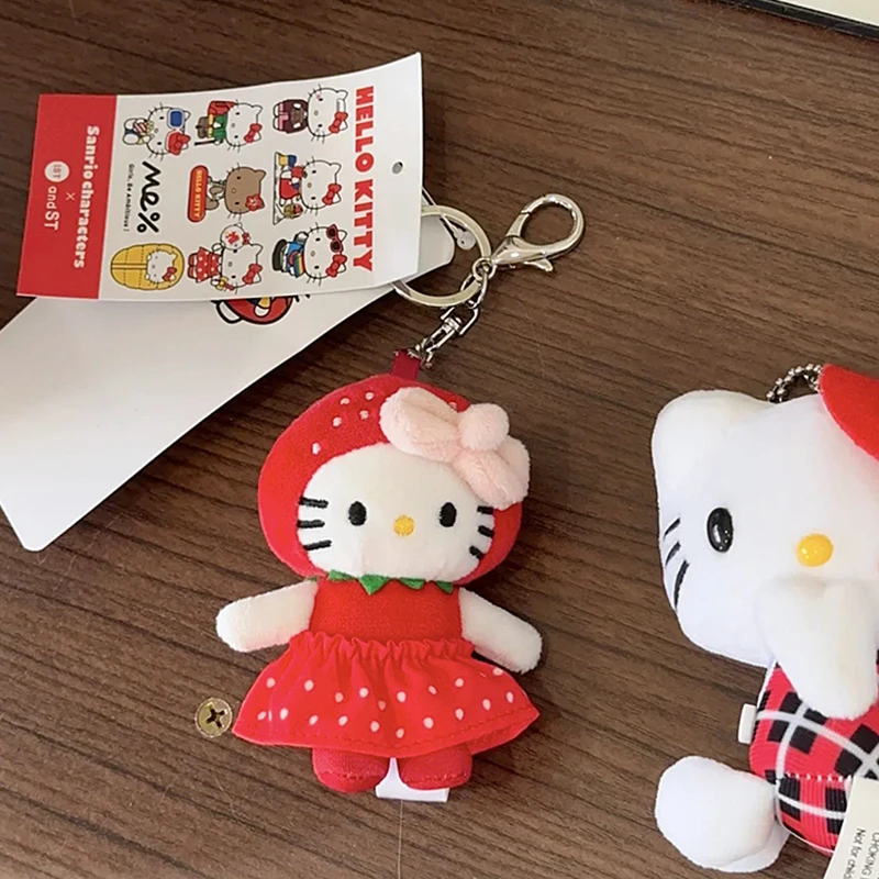 

Kawaii Sanrios плюшевые игрушки куклы аниме фигурки Hellokittys мягкий плюшевый брелок клубничная сумка кулон милый подвесной декор