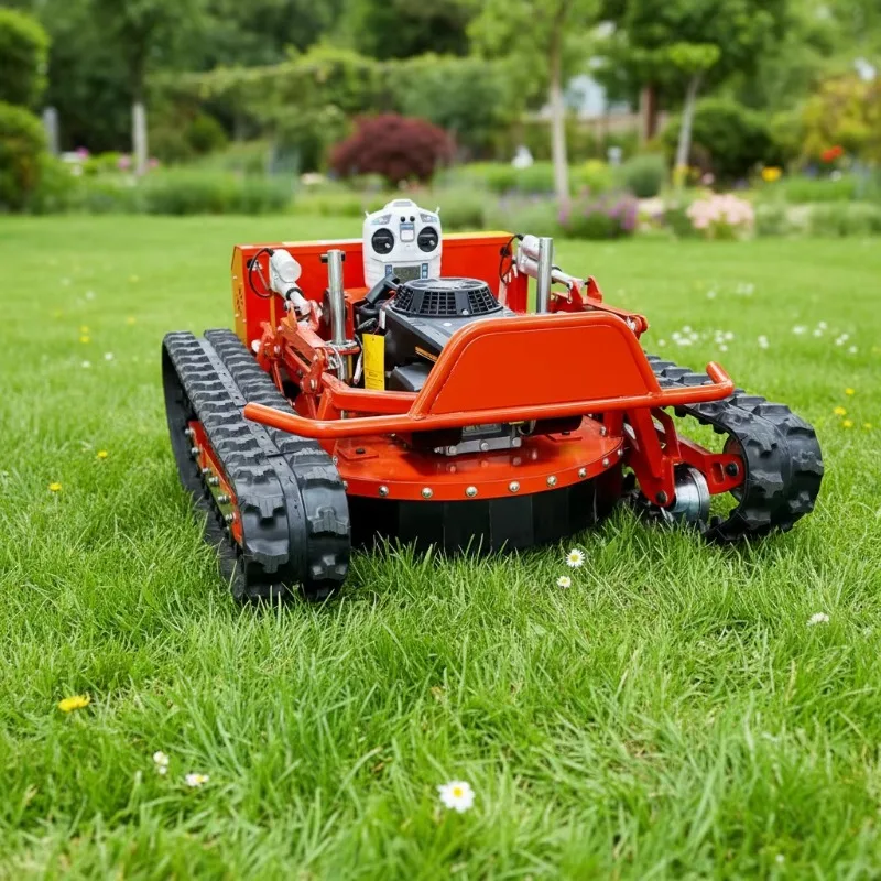 Customized Factory Supply Small Remote Control Crawler Mower Mini Grass Cutter Engine 900Mm 1200Mm Lawn Mowers For Sale