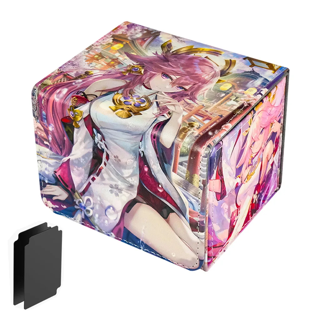 

PU Card Deck Box for Trading Cards Anime Card Storage Box Fits 150+ Single Sleeved Cards TCG Cards Commander Deck Box