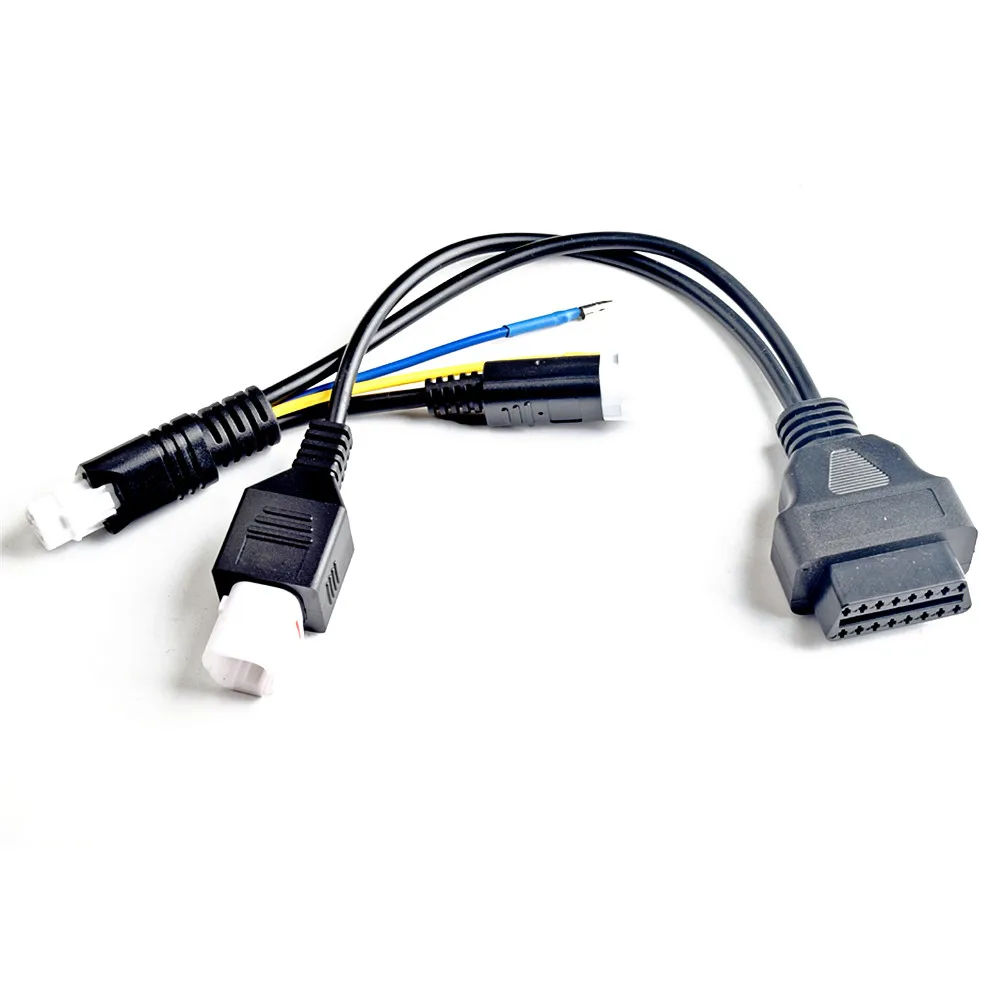 For YAMAHA 3Pin 4Pin Male Connector & YAMAHA 3Pin Female Motorcycle 3 IN 1 Extension Cable to OBD2 16Pin Motor Wires