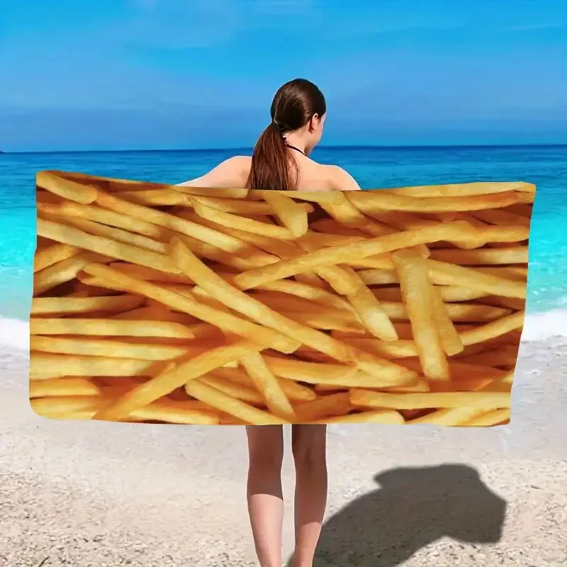 French Fries Beach Towel- Super Soft, Quick-Drying, Highly Absorbent- Fun and Novel Design for Travel Camping