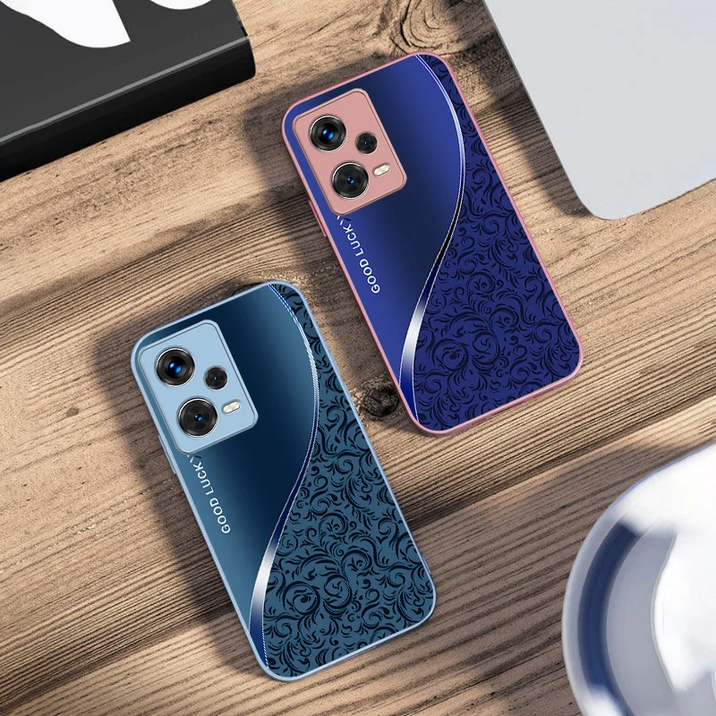 Pattern Gradient Black For Xiaomi 14 Ultra 13 Lite Redmi Note 13 11 Pro 12 Plus Poco X6 3 Pro F4 6 GT Tempered Glass Phone Case