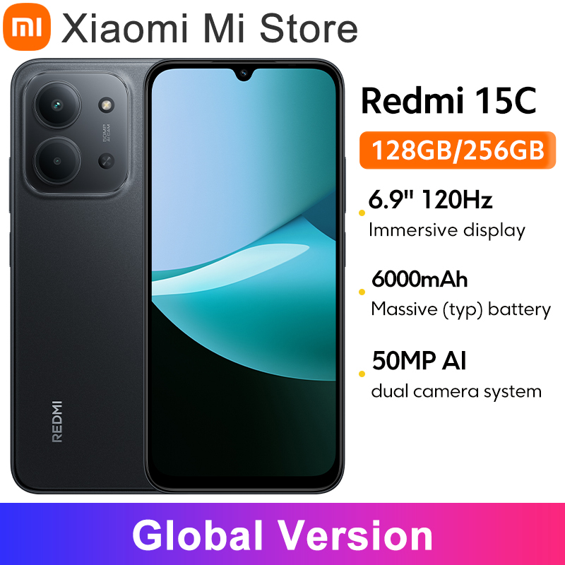  Redmi 15C Global Version Xiaomi Smartphone MediaTek Helio G81-Ultra 50MP main camera 120Hz 6.9" Dot Drop display 33W charging 