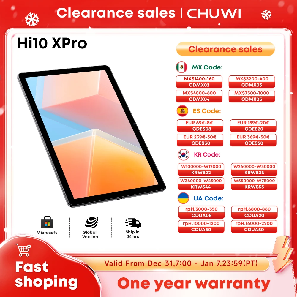 CHUWI Hi10X Pro Tablet Android 13, Unisoc T606 4GB RAM 128GB ROM Tablets，10.1" 1280x800 IPS Screen 7000MAH Battery,2.4G/5G Wifi