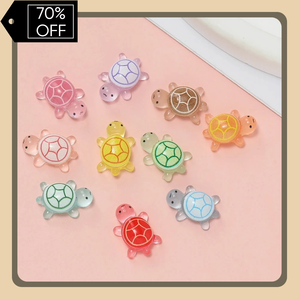 10pcs/lot Mini Resin Sea Turtles Glow in The Dark Luminous Cute Tiny Turtles Beads Charm for DIY Jewelry Keychain Craft Ornament
