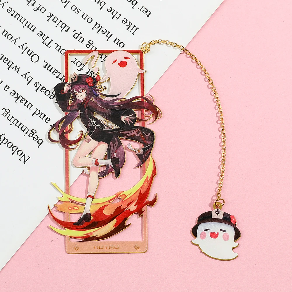 New Genshin Impact Character Series Anime Book Mark Metal Bookmark Gift for Book lover Fan Friend School Supplies Reading Marker