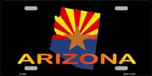 Arizona Flag Filled State Outline License Plate Metal Tin Sign Plaque Art Wall