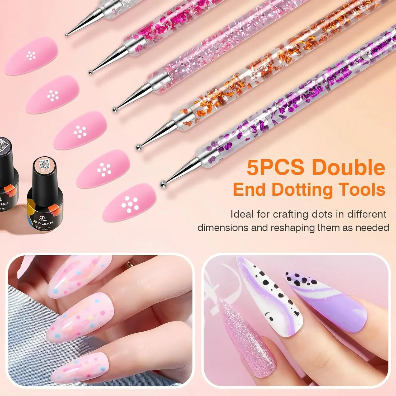 5-częściowy zestaw pisaków do zdobienia paznokci, dwustronny kryształowy uchwyt do zdobienia paznokci, pisak do malowania kwiatów, narzędzia do zdobienia paznokci