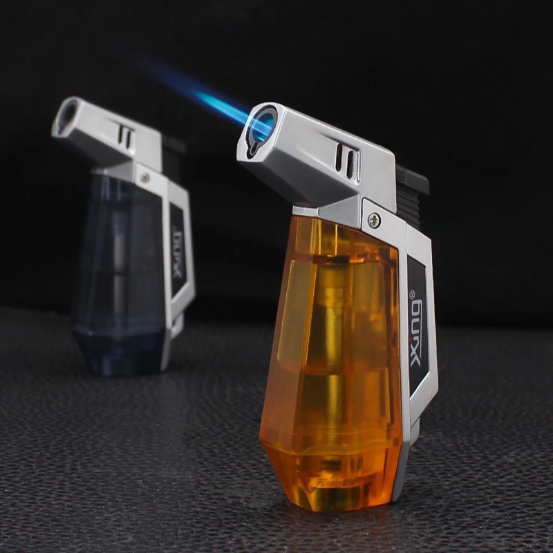 New Windproof Large Capacity Small Spray Gun Lighter with Visual Window Direct Spray Flame Inflatable Welding Gun Lighter