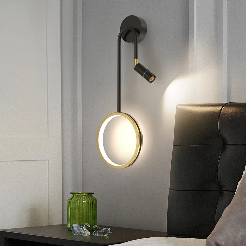 

Creative Decoration Simple Lines Nordic Round Design Interior Bedside Colorful Interior Modern Light Emitting Diode Wall Lamp