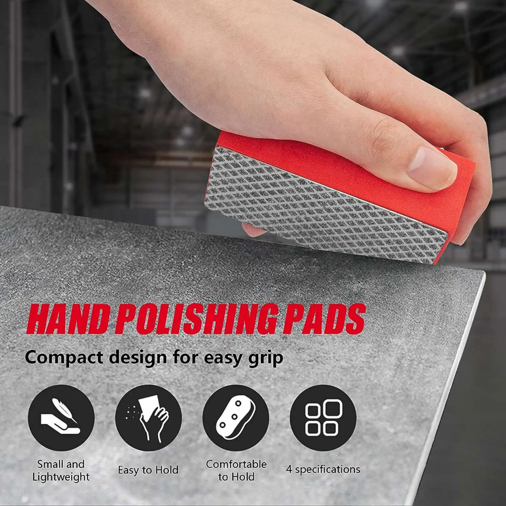 

BHBD-12Pack Diamond Hand Polishing Pads For Sanding Ceramics Glass Tile Concrete Stone Marble Granite, 60, 100, 200, 400