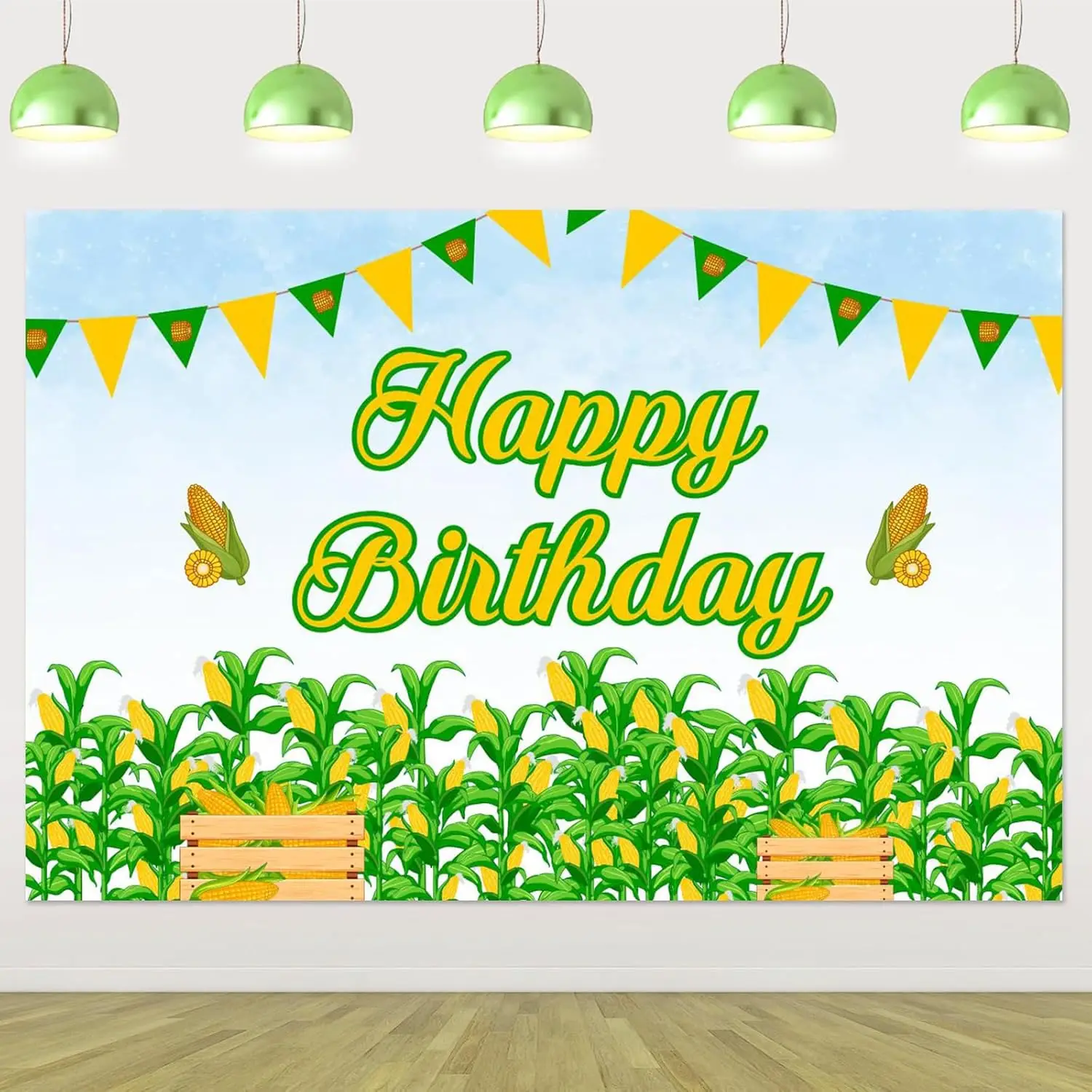 

Corn Field Photography Backdrop Vegetable Harvest Agriculture Leaf Theme Birthday Party Supplies Green Yellow Banner Decoration