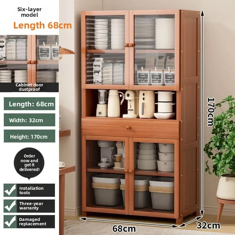 Household GoodsKitchen Rack With Door Cupboard, Side Cabinet, Floor-to-ceiling Dust-proof Locker, Tableware Storage Locker