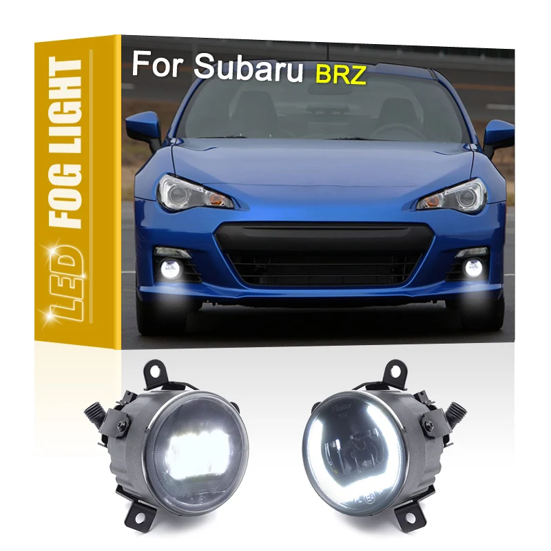 

2Pcs Aluminum Shell Front White LED Fog Lamp Assembly With DRL Daytime Running Light For Subaru BRZ 2017 2018 2019 2020 2021