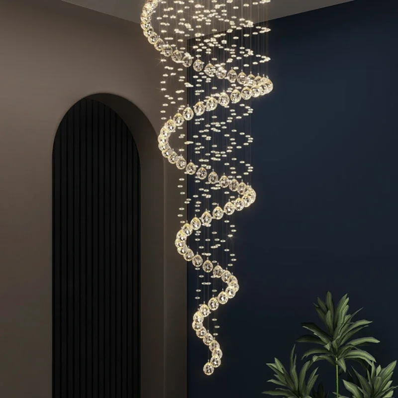 Modern Crystal stair chandelier lights indoor lighting Ceiling lamp hanging light led Chandeliers for living room indoor lightin