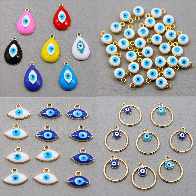 6pcs New Style Enamel Lucky Evil Eye Charms For Bracelet Necklace Earring Pendants Accessory DIY Eye Charm Jewelry Accessories