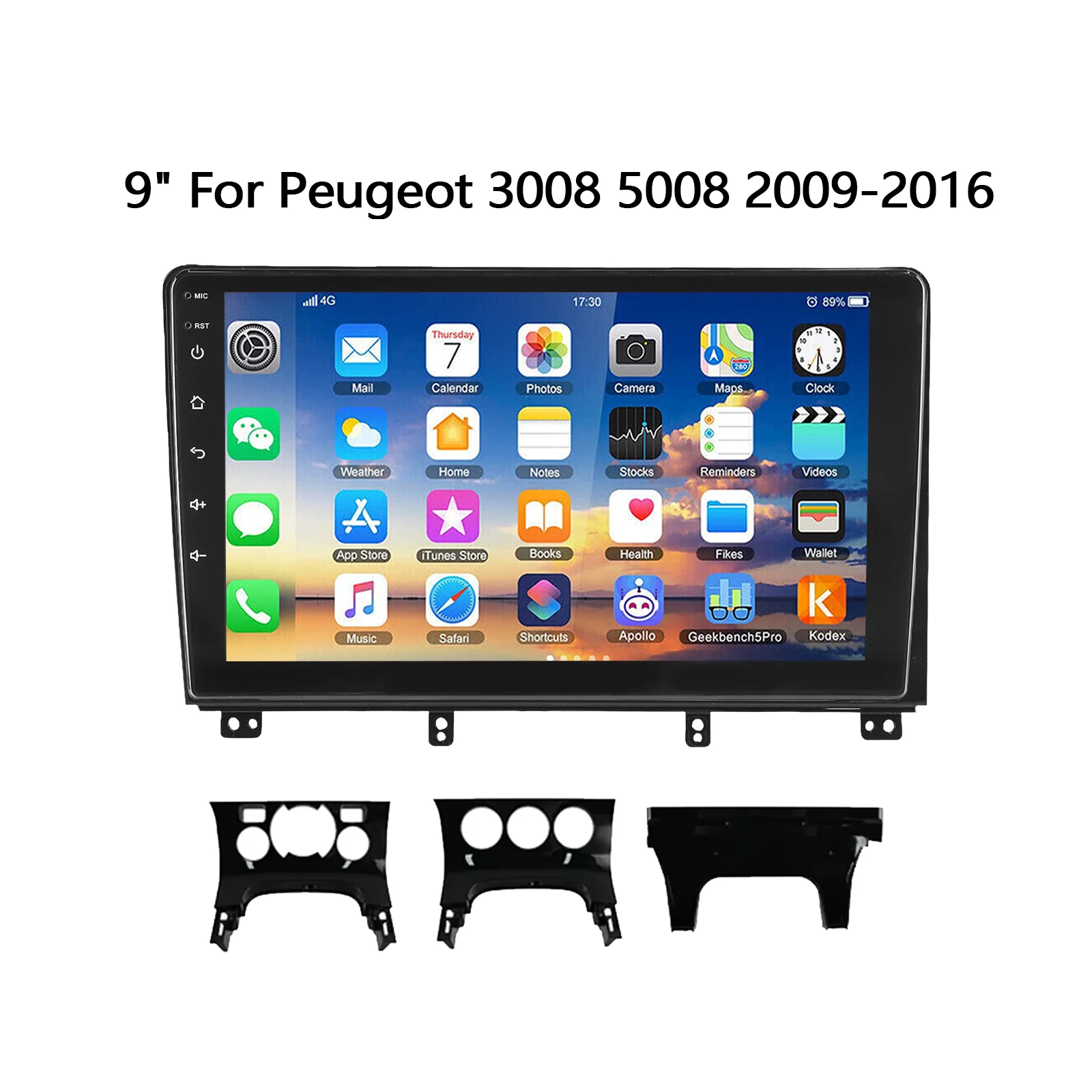 ESSGOO 9 Zoll 4+64G/4+128G Android 15 Autoradio für Peugeot 3008 5008 2009-2016 GPS-Navigation WLAN ASP Wireless CarPlay Android Auto Bluetooth RDS Mirror Link FM IPS Touchscreen