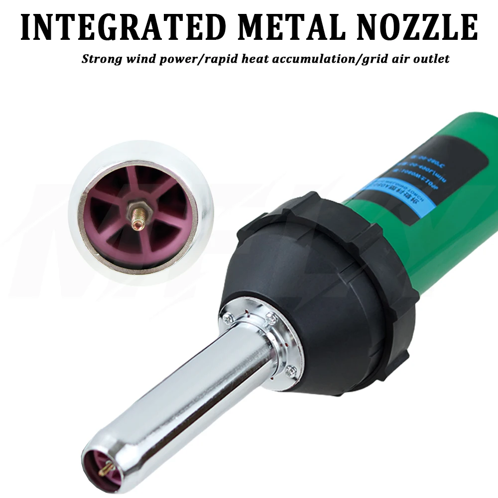 220V 1080W Plastic Welding Gun Hot Air Heat Gun Adjustable Temperature PVC TPO Welding Kit Accessories Nozzle Roller