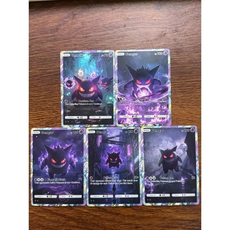 Gengar Pokémon-Karten PTCG Holografische Seltene Sammelkarten Mewtwo Kreativitätsspiel Anime Glänzende Mewtwo Pokémon-Karten Geschenk