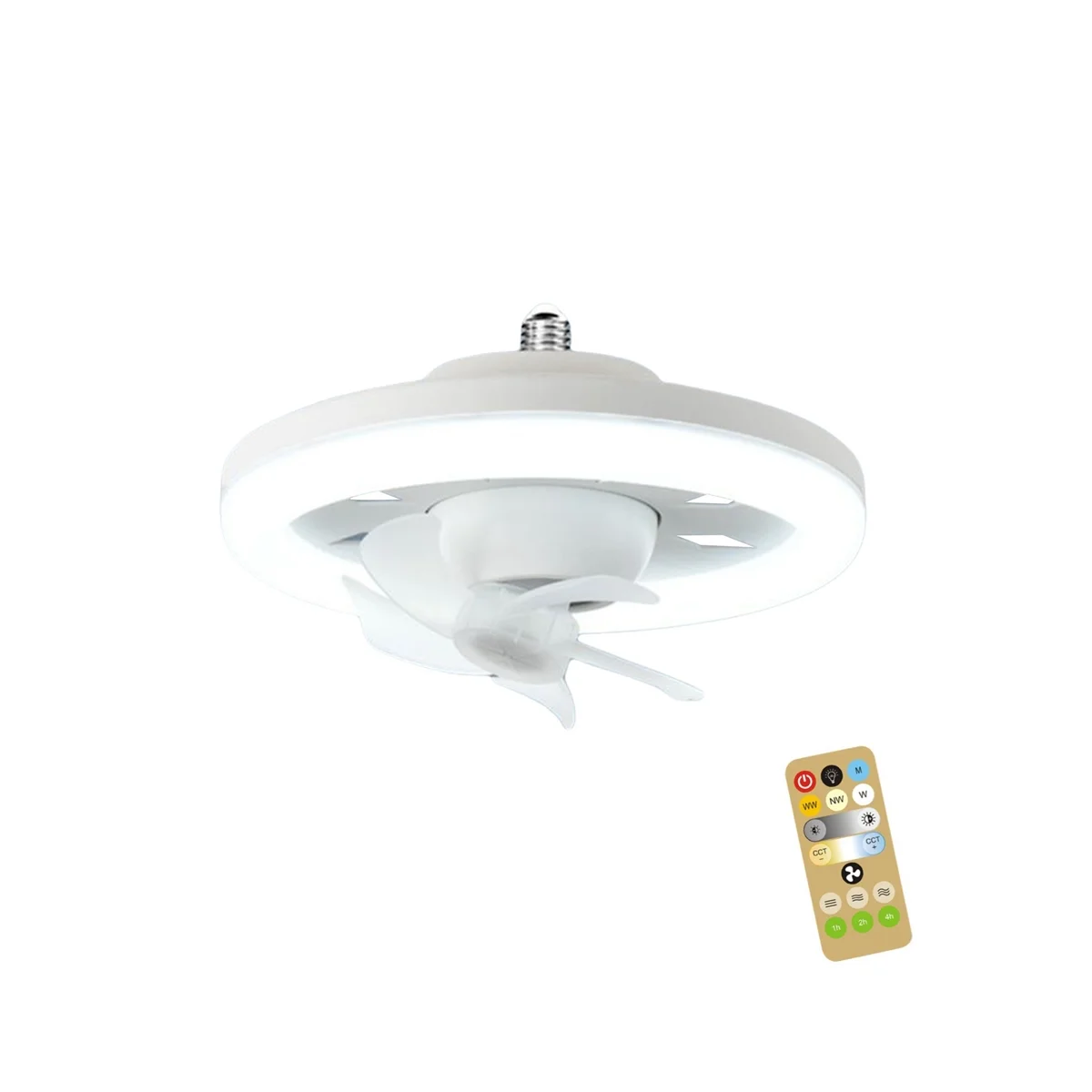 Ceiling Fan Light 60W 3-Speed Cooling Fan Ceiling Light Remote Control E27 Lamp Holder Electric Fan Lamp B