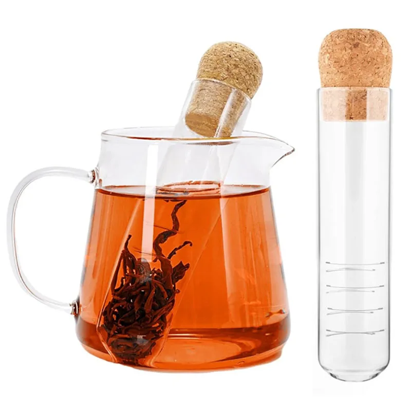 Glass Tea Infusers for Loose Tea Long Leaf Tea Steeper Filters Glass Tube Tea Steeper with Cork for Tea Flower Cups Mugs Teapots
