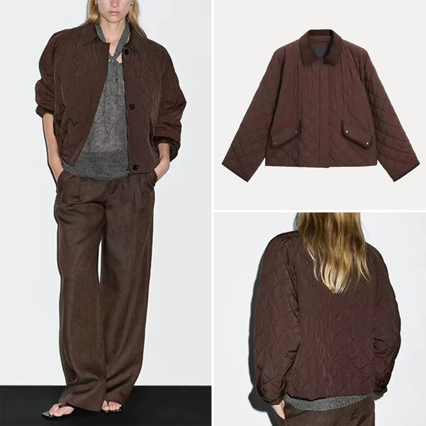 

Autumn New Arrival MD Women's Faion Cheered Light Collar Jaet Coat Comfortable Cotton Commute Sle Long Sve Coat