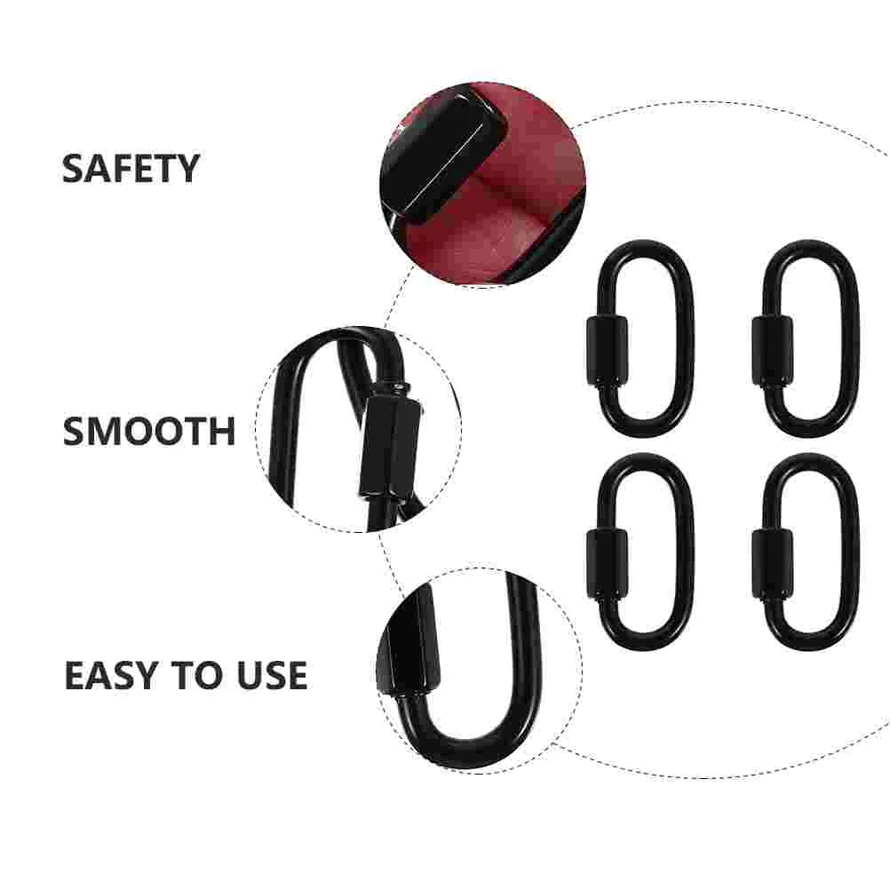 4 Pcs Carabiner Rope Quick Link Connector Links Safety Chain Trailer Lifting Hooks Connectors Stainless Steel