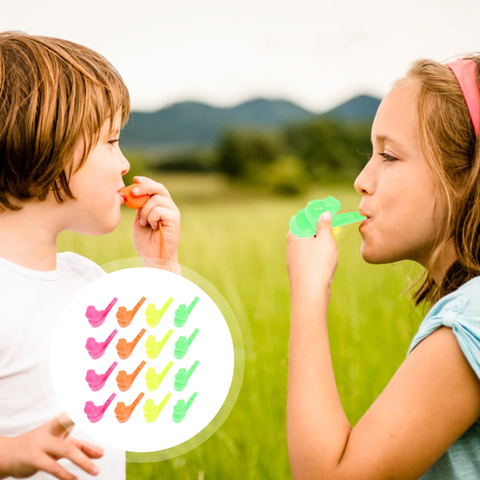 16 szt. Gwizdki w kształcie ptaków dla dzieci, kolorowe plastikowe gwizdki, instrument muzyczny, upominek na przyjęcie, zabawka edukacyjna, kreskówka