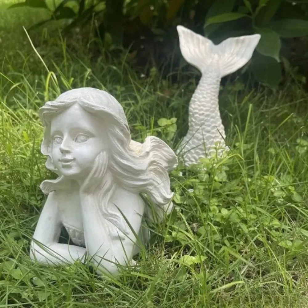 Mermaid statue resin Outdoor garden decoration Creative kitchenware Beautiful atmospheric mermaid synthetic resin crafts