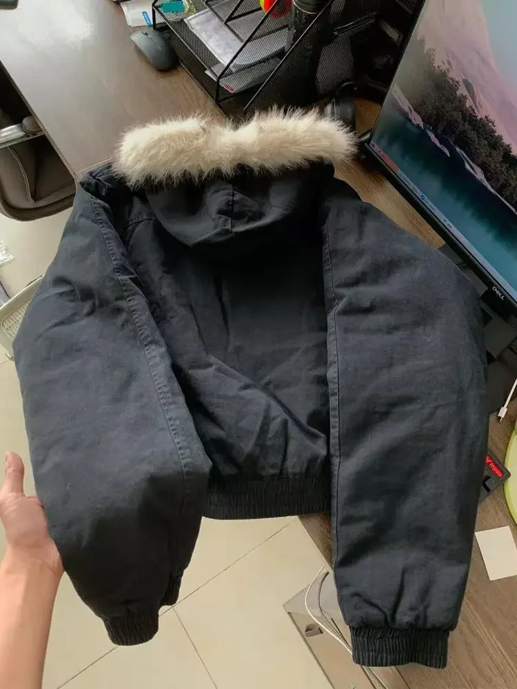 Veste élégante noire esthétique des années 2000 pour femme, manteau d'hiver Y2k à capuche avec fermeture éclair, Design Harajuku, ample, décontracté, Chic, tenues, 2025