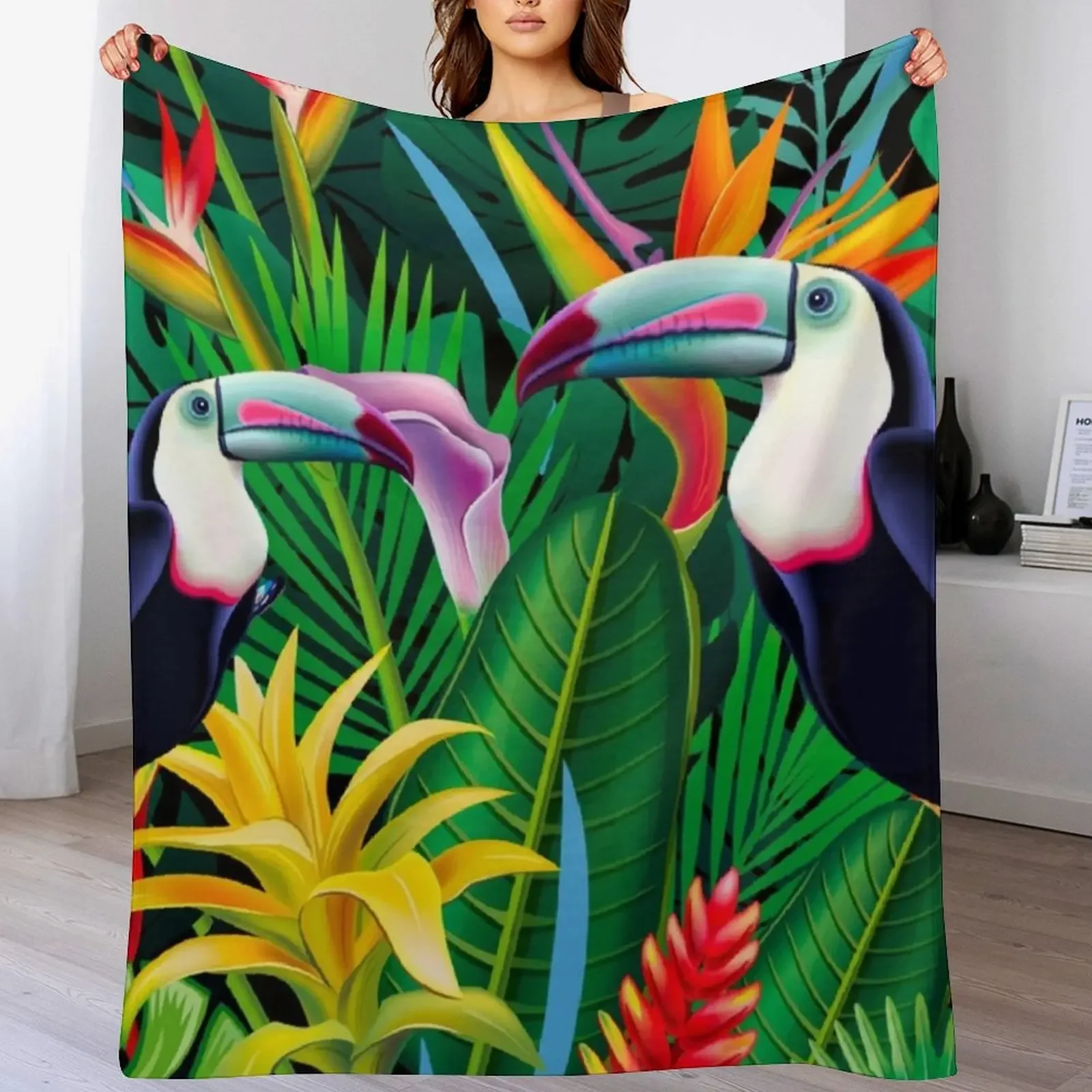

Tropical Toucans Pattern Throw Blanket Designers funny gift Loose Large Blankets