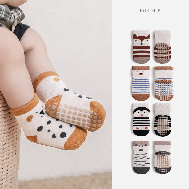 5 Pairs/Lot Autumn Baby Toddler Anti-slip Socks Children\'s Cartoon Indoor Playing Floor Socks 0-5Y