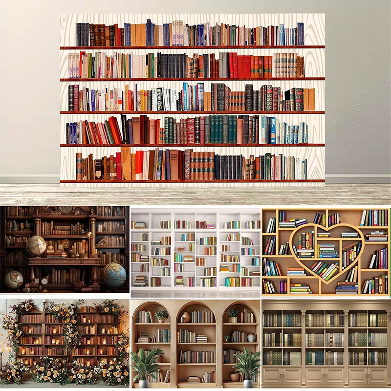 Office Tech Background - Dewprint Bookshelf Backdrop An antique-style bookcase
