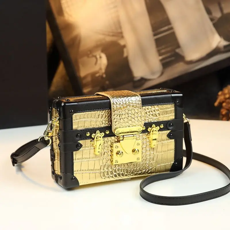 Leather Crocodile Print Box Bag Women's New Fashion Handbag Crossbody Bags for Women Hot Selling