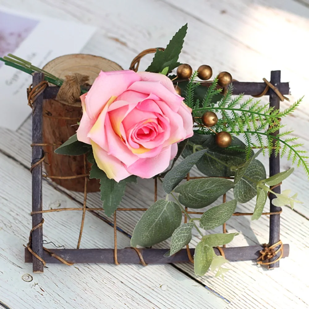 3PCS Hanging Design Air Plant Frame Holder Rattan Material Wall Mounted Wood Wall Frame Planter Decoration Purpose