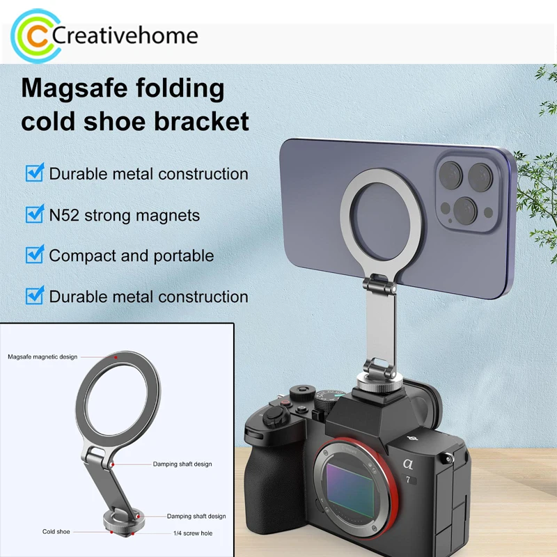 

Магнитный держатель для телефона MagSafe на камере PULUZ, складное магнитное крепление для телефона для iPhone 16, 15, 14, 13, 12